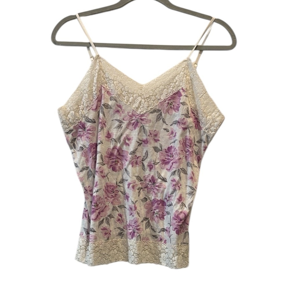 Chadwicks Vintage Floral Lace Cami Camisole Tank Top Retro Medium